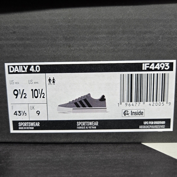 New adidas Daily 4.0 Grey Core Black Men\'s Shoes Size 9.5